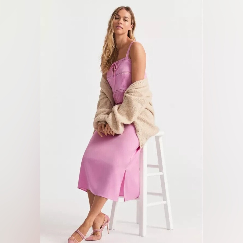 Loveshackfancy Aimee Satin Midi Skirt - image 1